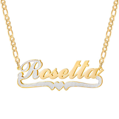 Two Tone Script Heart Name Necklace-Novalico-__tab1:description,__tab2:shipping-policy-1,__tab3:return-policy,Color_14K Gold Plated,Color_Rose Gold Plated,Color_Sterling Silver Plated,Number of Names_1 Name,Popular Themes_CZ Diamonds,Popular Themes_Hearts,Style_Personalized,Type_Necklaces
