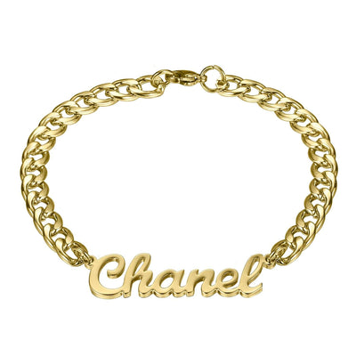 Cursive Cuban Link Name Bracelet-Novalico-__tab1:description,__tab2:shipping-policy-1,__tab3:return-policy,Color_14K Gold Plated,Color_Rose Gold Plated,Color_Sterling Silver Plated,Number of Names_1 Name,Popular Themes_Cuban Link Chain,Popular Themes_Original Nameplate,Style_Personalized,Type_Bracelets