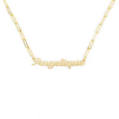 Paperclip Vermeil Carrie Name Necklace-Novalico-__tab1:description,__tab2:shipping-policy-1,__tab3:return-policy,Color_14K Gold Plated,Color_Rose Gold Plated,Color_Sterling Silver Plated,Number of Names_1 Name,Popular Themes_Paperclip Chain,Style_Personalized,Type_Necklaces