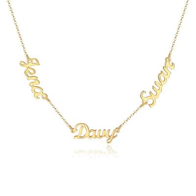 Three Cursive Name Necklace-Novalico-__tab1:description,__tab2:shipping-policy-1,__tab3:return-policy,Color_14K Gold Plated,Color_Rose Gold Plated,Color_Sterling Silver Plated,Number of Names_3 Names,Popular Themes_Hanging Letters,Popular Themes_Mothers Gifts,Popular Themes_Original Nameplate,Style_Personalized,Type_Necklaces