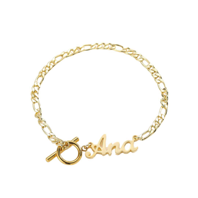 Figaro Chain Carrie Name Bracelet-Novalico-__tab1:description,__tab2:shipping-policy-1,__tab3:return-policy,Color_14K Gold Plated,Color_Rose Gold Plated,Color_Sterling Silver Plated,Number of Names_1 Name,Popular Themes_Mothers Gifts,Popular Themes_Original Nameplate,Style_Personalized,Type_Bracelets
